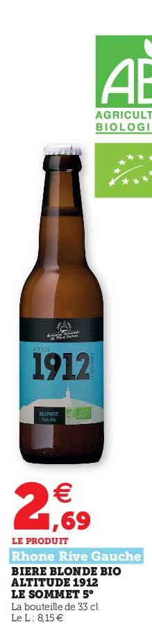 bière blonde bio altitude 1912 le sommet 5° rhône rive gauche