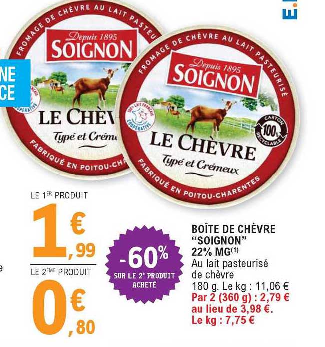 Boîte De Chèvre "soignon" 22% Mg