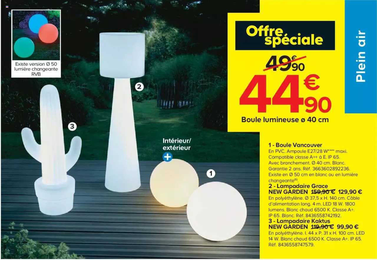 boule vancouver, lampadaire grace new garden, lampadaire kaktus new garden