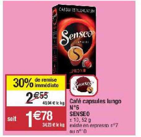 café capsules lungo n° 6 senseo 30% de remise immédiate