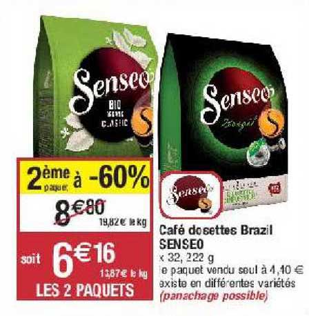 café dosettes brazil senseo 2ème paquet à -60%