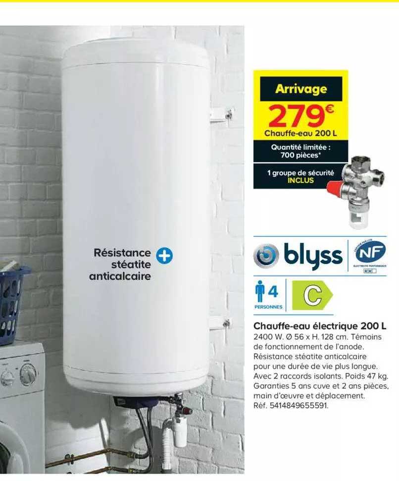 chauffe-eau électrique 200 l blyss