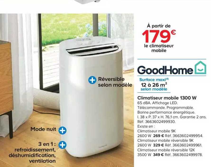 Climatiseur Mobile 1300 W Goodhome