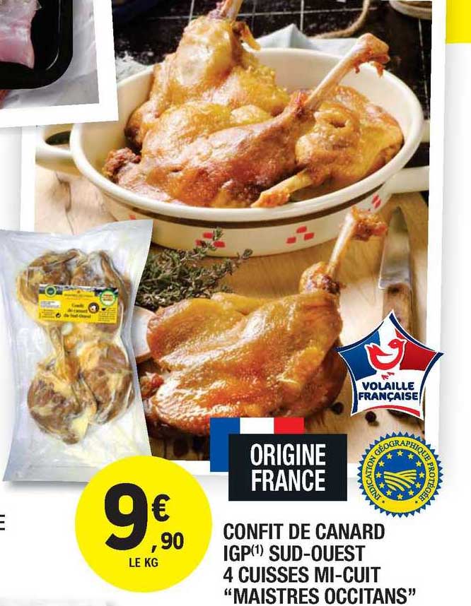 confit de canard igp sud-ouest 4 cuisses mi-cuit "maistres occitans"
