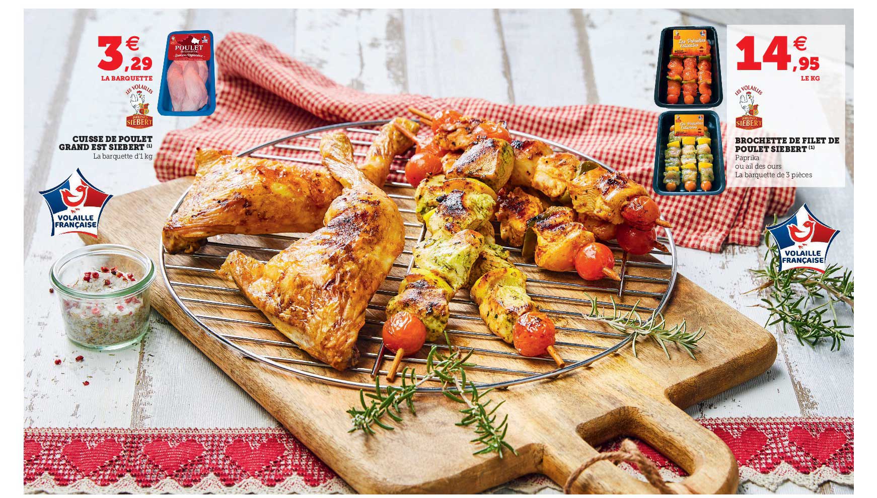 cuisse de poulet grand est siebert, brochette de filet de poulet siebert