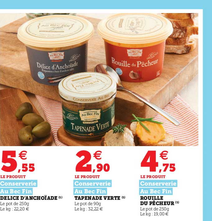 délices d'anchoïade, tapenade verte, rouille du pêcheur