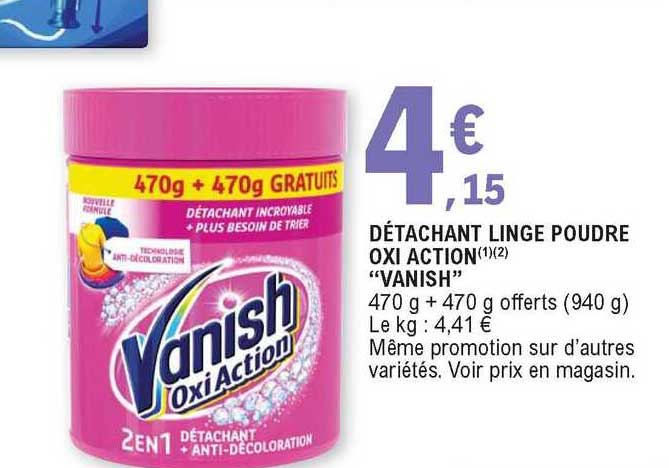détachant linge poudre oxi action "vanish"