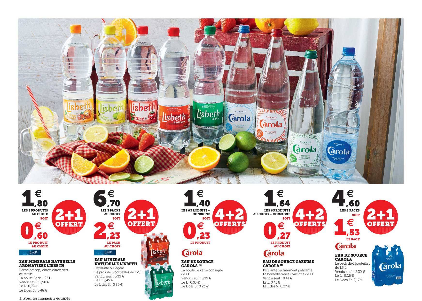 Eau Minérale Naturelle Aromatisée Lisbeth, Eau De Source Carola, Eau De Source Gazeuse Carola
