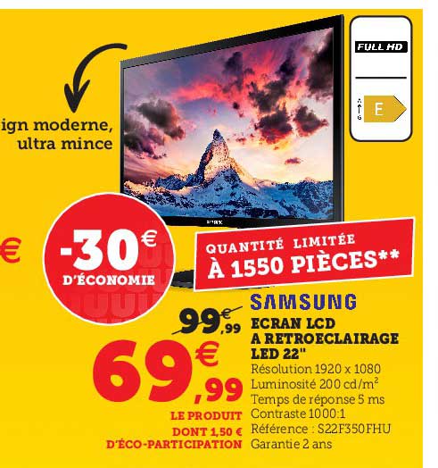 écran lcd à rétroéclairage led 22" samsung