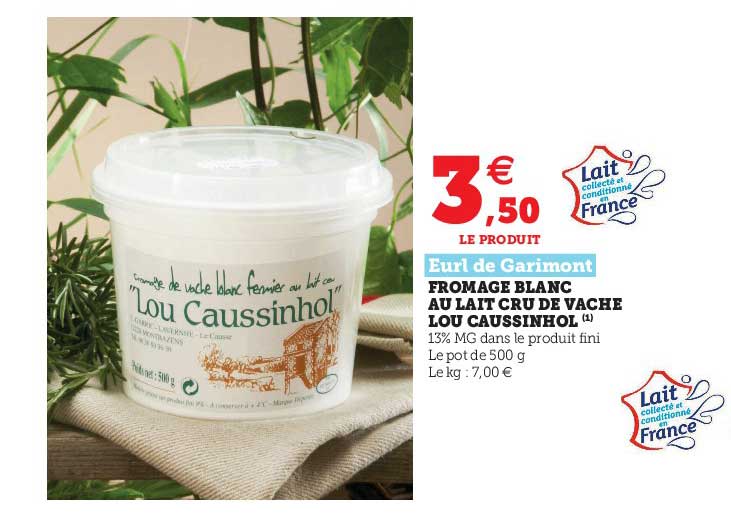 fromage blanc au lait cru de vache lou caussinhol eurl de garimont