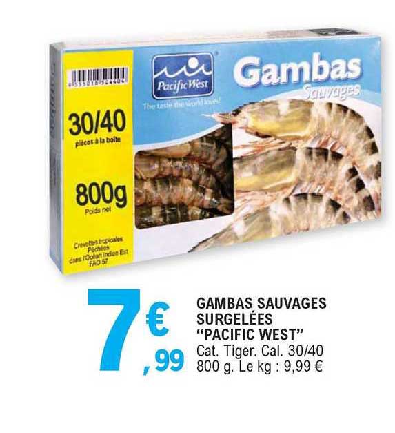 gambas sauvages surgelées "pacific west"