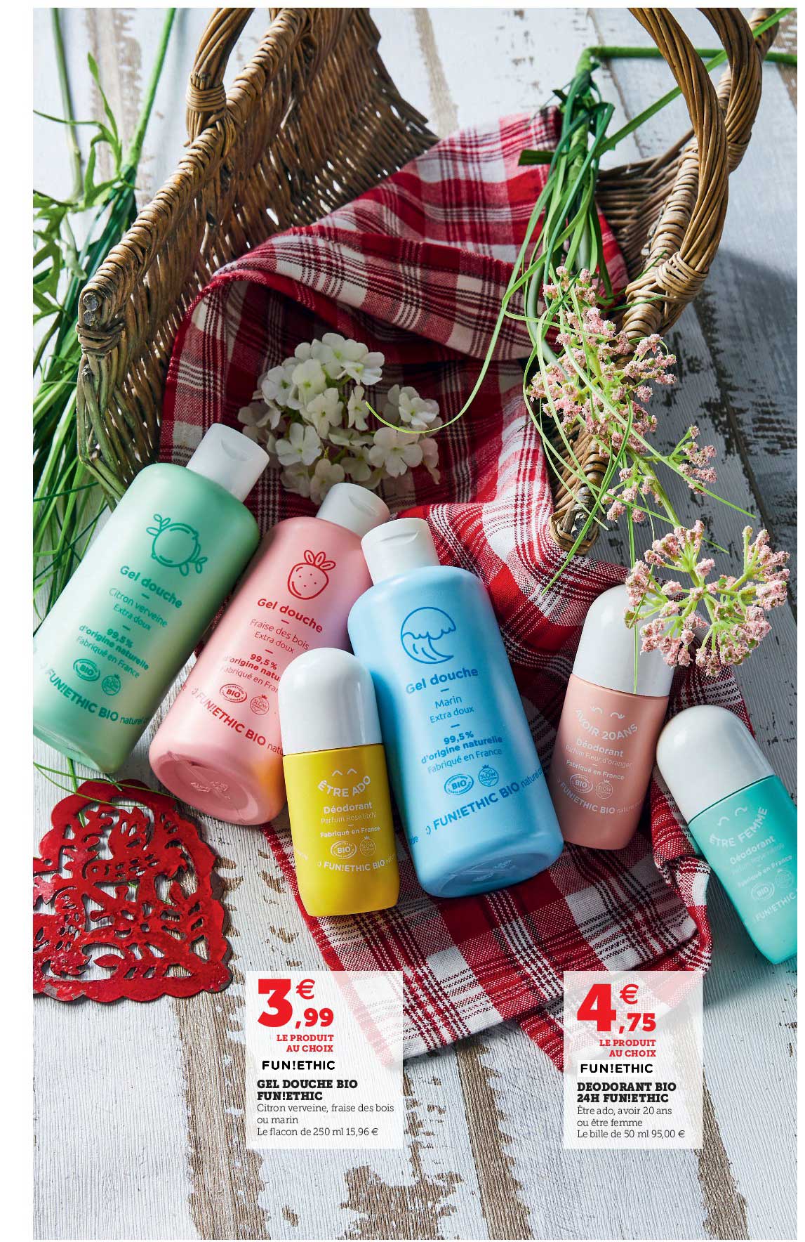 gel douche bio fun!ethic, déodorant bio 24 heures fun!ethic