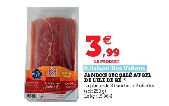 jambon sec salé au sel de l'île de ré salaison des vallons