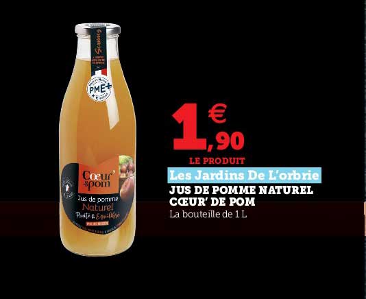 jus de pomme naturel cœur' de pom les jardins de l'orbrie