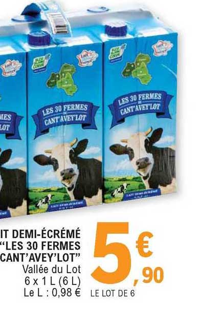lait demi-écrémé "les 30 fermes cant'avey'lot"