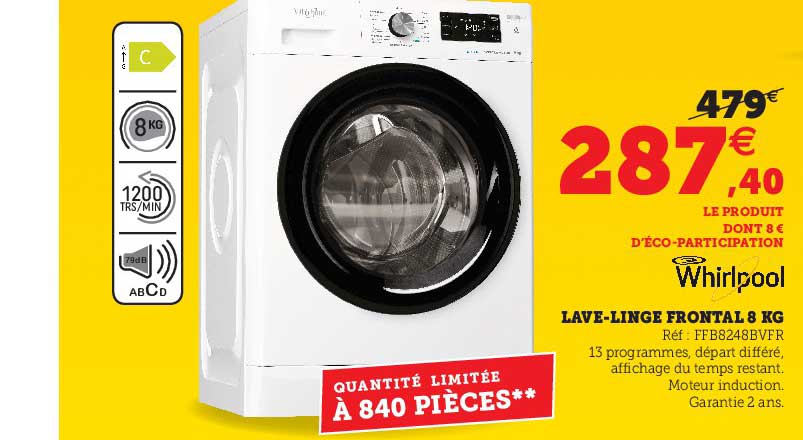 lave-linge frontal 8 kg whirlpool