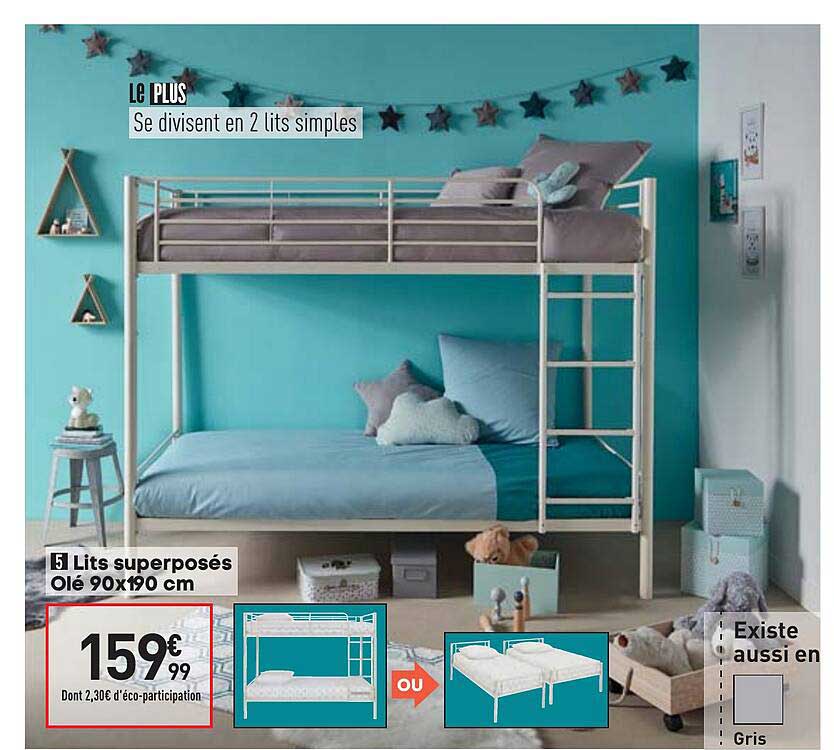 lits superposés olé 90 x 190 cm