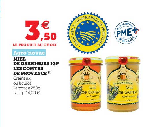 miel de garrigues igp les comtes de provence agro'novae