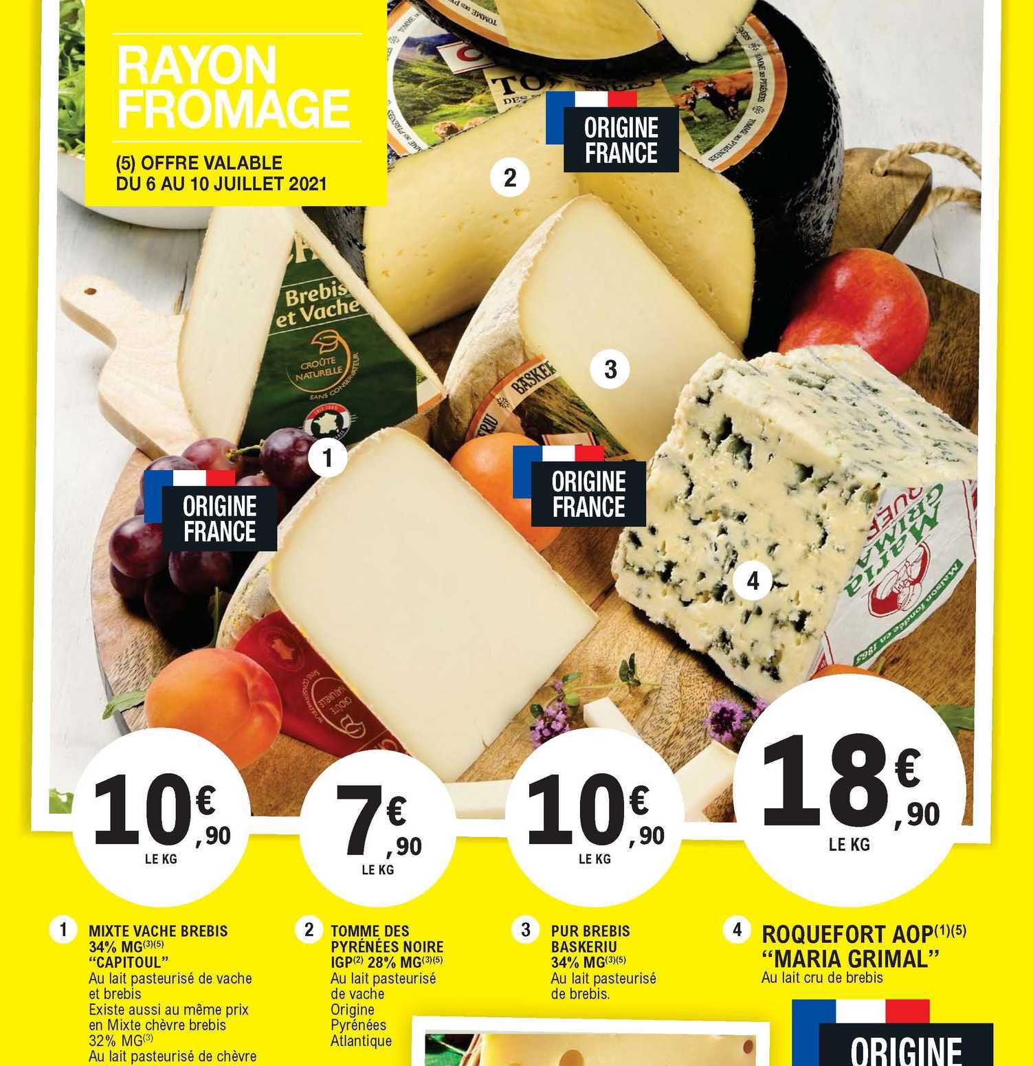 Mixte Vache Brebis 34% Mg "capitoul", Tomme Des Pyrénées Noir Igp 28% Mg, Pur Brebis Baskeriu 34% Mg, Roquefort Aop "maria Grimal"