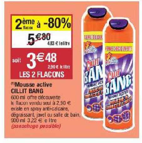 mousse active cillit bang 2ème flacon à -80%