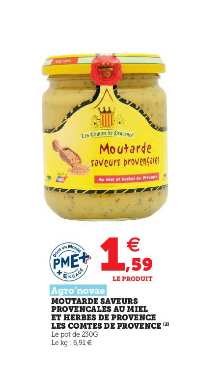 moutarde saveurs provencales au miel et herbes de provence les comtes de provence agro'novae