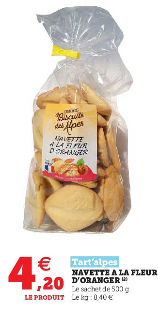 navette à la  fleur d'oranger tart'alpes