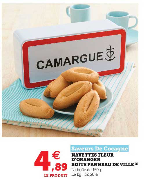 navettes fleur d'oranger boîte panneau de ville saveurs de cocagne