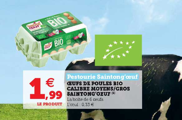 oeufs de poules bio calibre moyens - gros saintong'oeuf pestourie saintong'oeuf