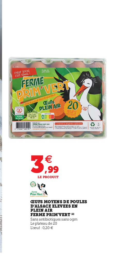 oeufs moyens de poules d'alsace élevées en plein air ferme primevert