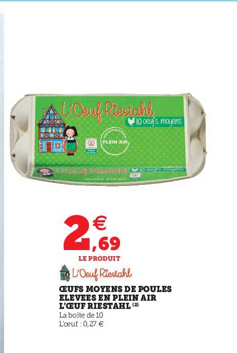 oeufs moyens de poules élevées en plein air l'œuf riestahl