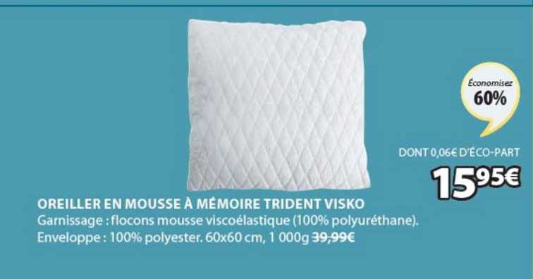 Oreiller En Mousse à Mémoire Trident Visko