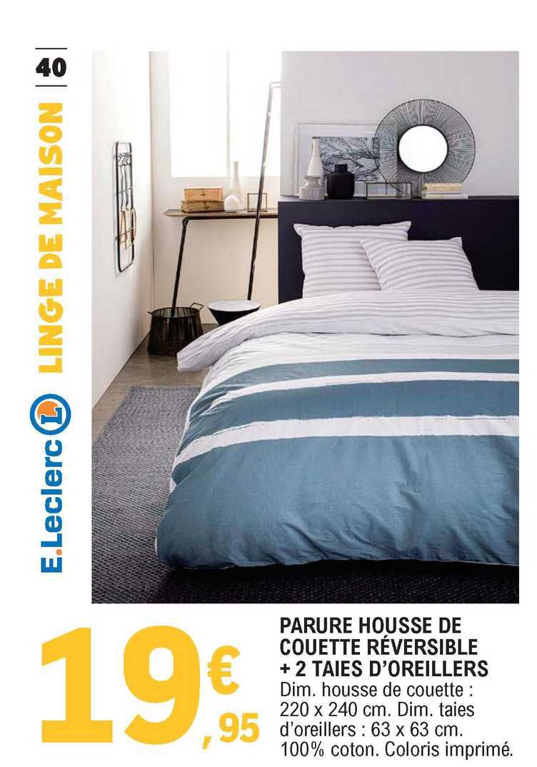 parure housse de couette réversible + 2 taies d'oreillers