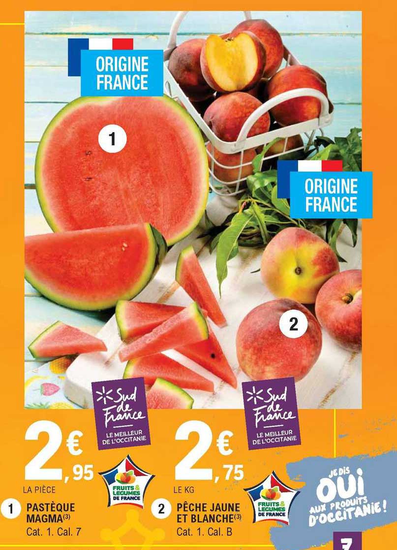 pastèque magma, pêche jaune et blanche