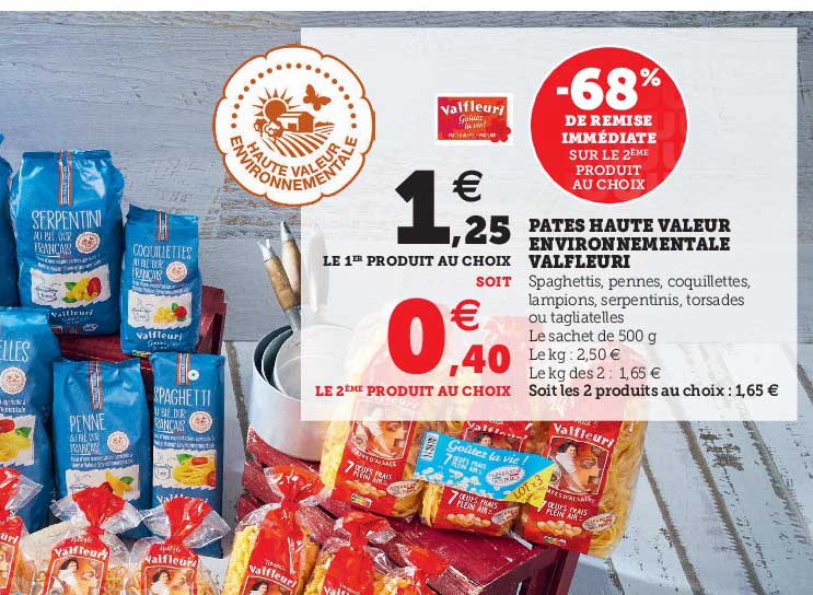 pâtes haute valeur environnementale valfleuri