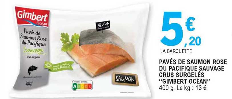 pavés de saumon rose du pacifique sauvage crus surgelés "gimbert océan"