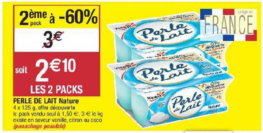 Perle De Lait Nature 2ème Pack à -60%
