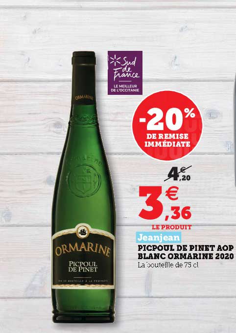 picpoul de pinet aop blanc ormarine 2020 jeanjean