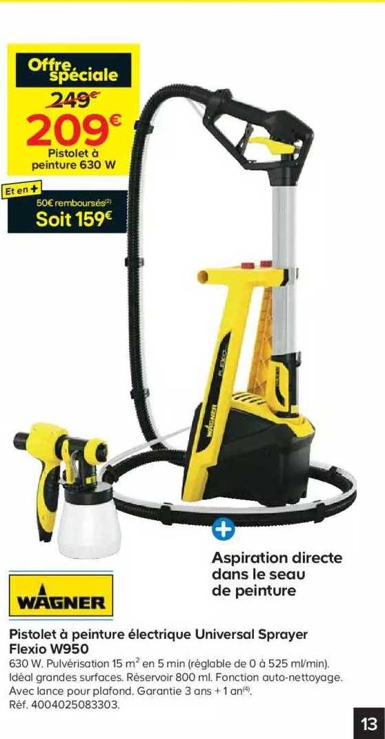 pistolet à peinture électrique universal sprayer flexio w950 wagner