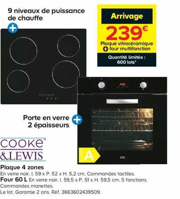 plaque 4 zones, four 60 l cooke & lewis