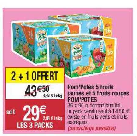 Pom'potes 5 Fruits Jaunes Et Fruits Rouges Pom'potes 2+1 Offert