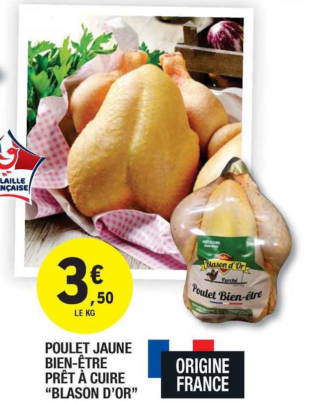 poulet jaune bien-être prêt à cuire "blason d'or"