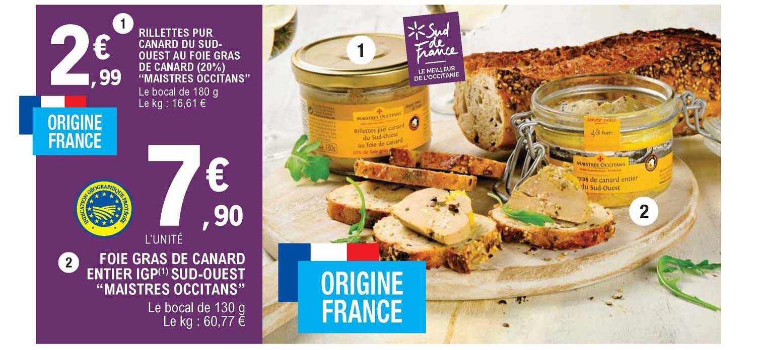 rillettes pur canard du sud-ouest au foie gras de canard '20%) "maistres occitans"