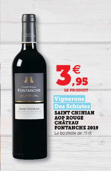 saint chinian aop rouge château fontanche 2019 vignerons des schistes