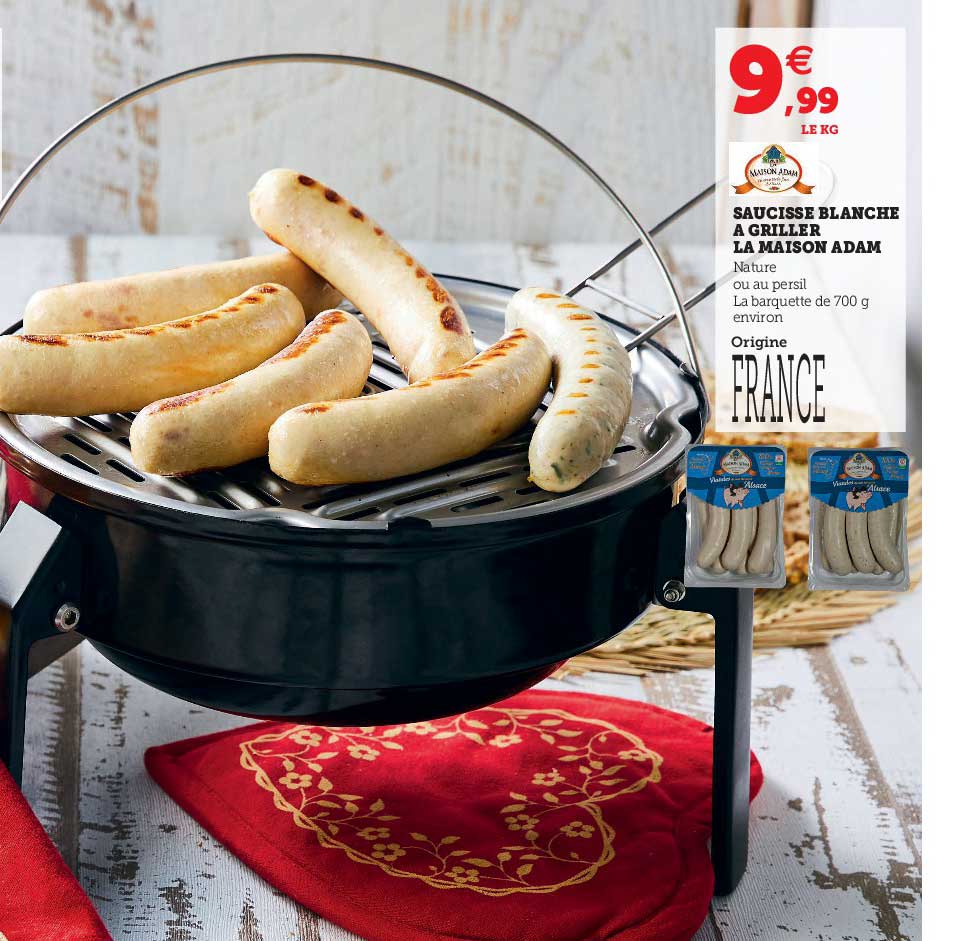 Saucisse Blanche à Griller La Maison Adam