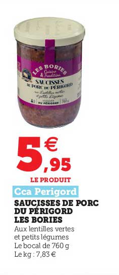 saucisses de porc du périgord les bories