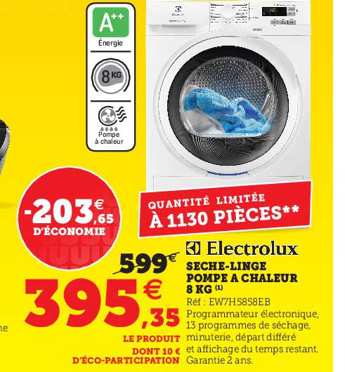 sèche-linge pompe à chaleur 8 kg electrolux