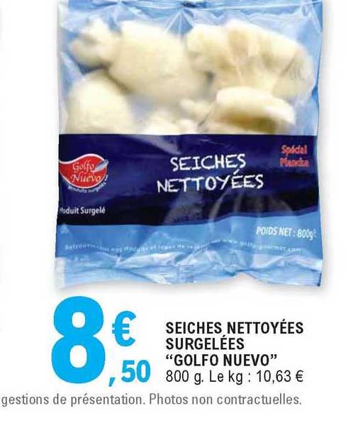 seiches nettoyées surgelées "golfo nuevo"