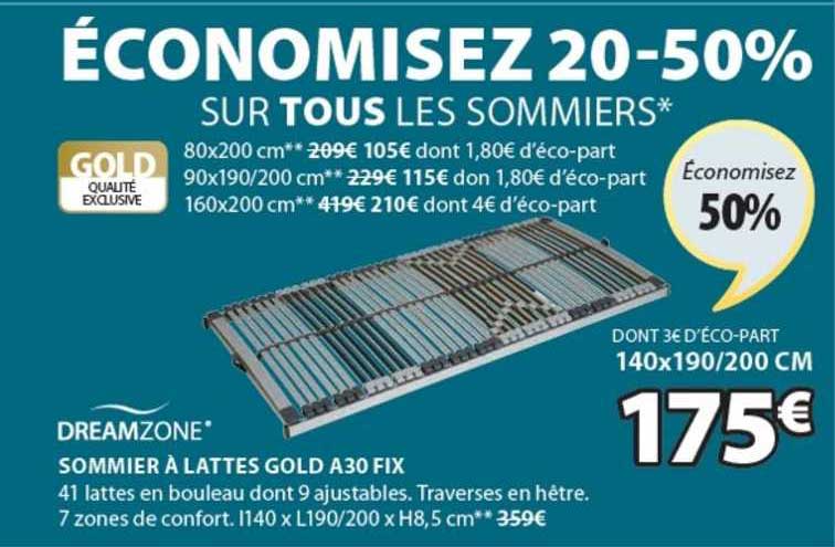 sommier à lattes gold a30 fix dreamzone