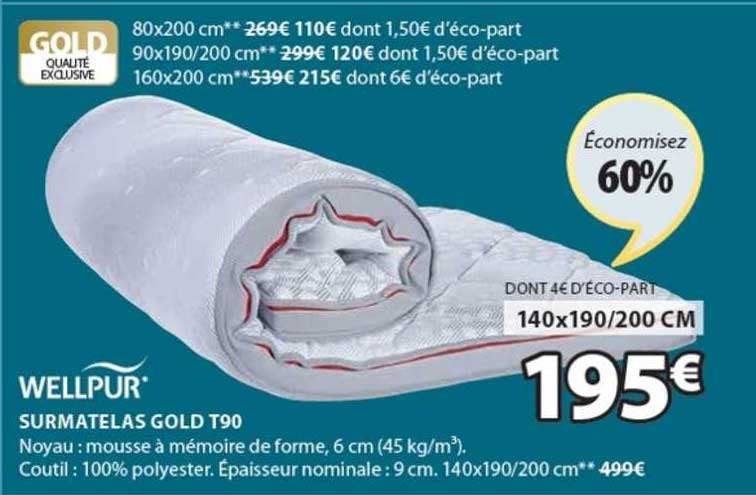 surmatelas gold t90 wellpur