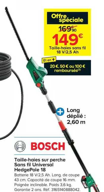 taille-haies sur perche sans fil universal hedgepole 18 bosch